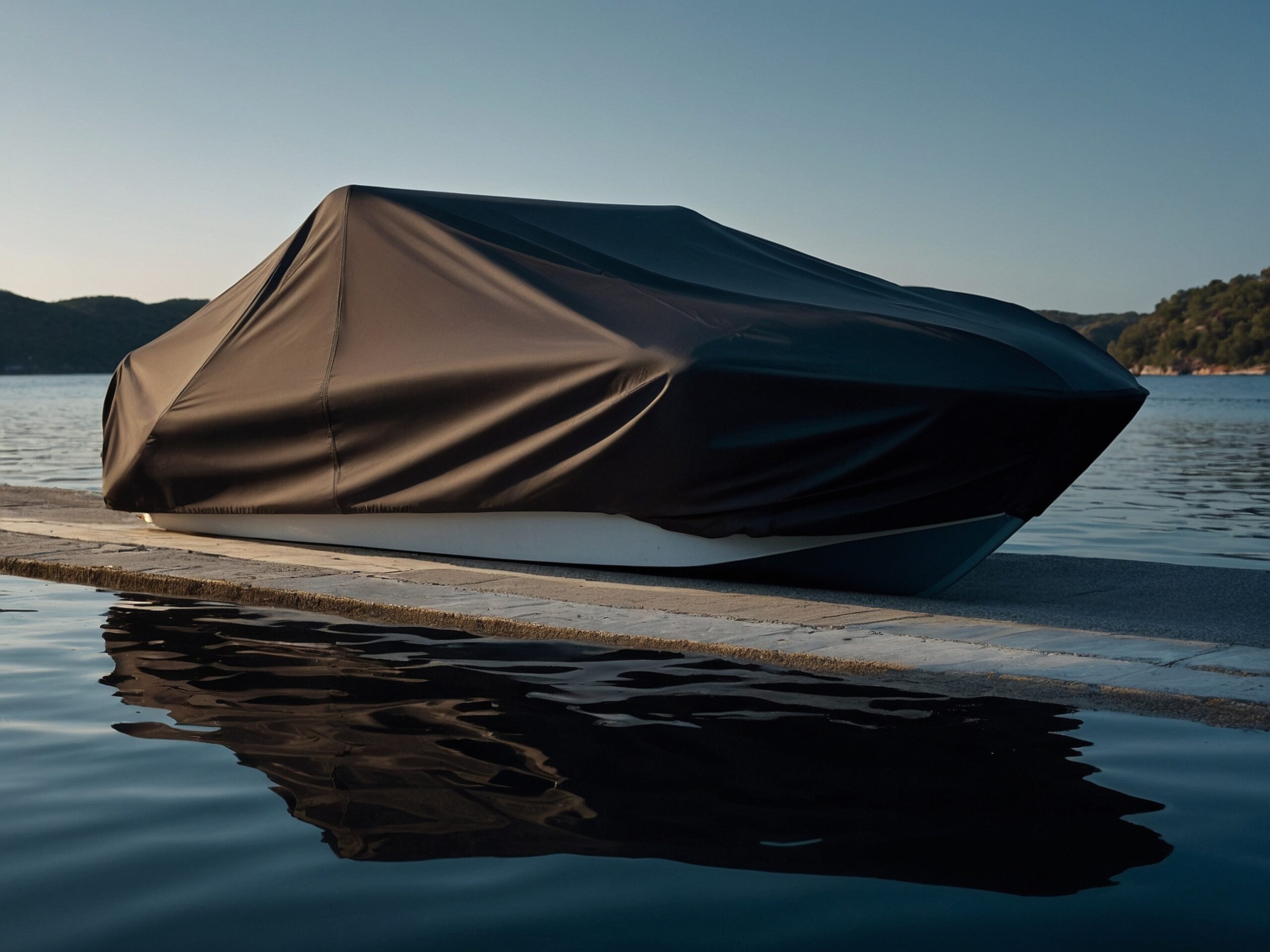 Boat protected with a fitted cover, showing how marine zippers keep covers secure against water, sun, and salt exposure.