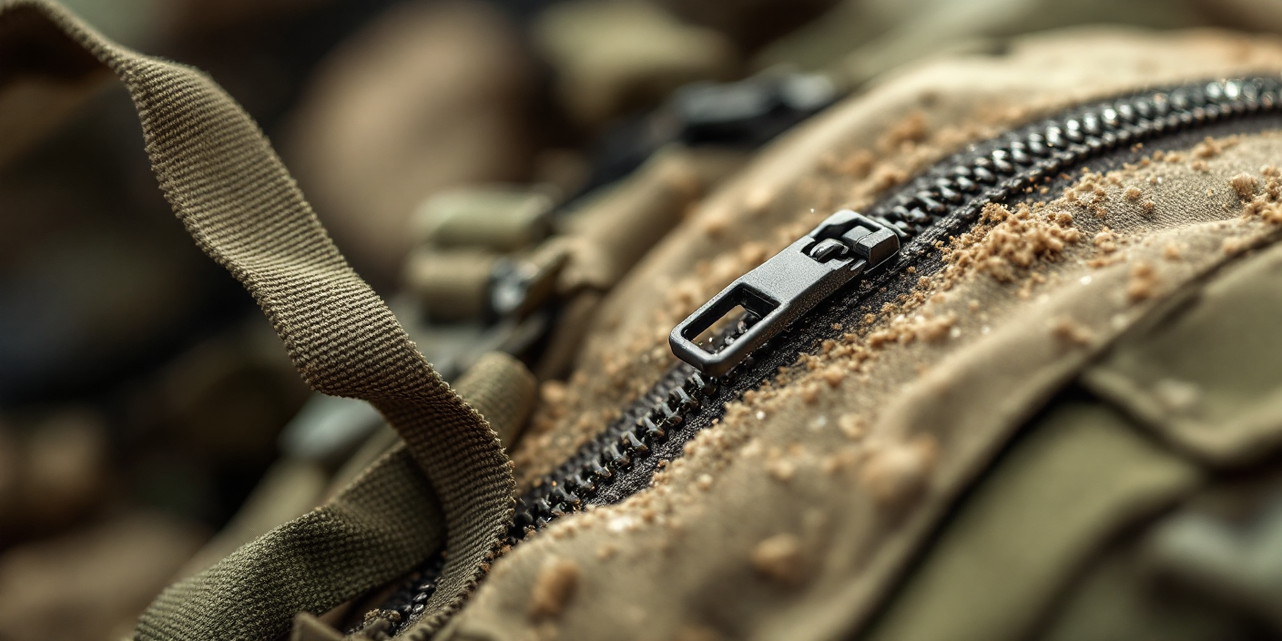 Military bag zipper