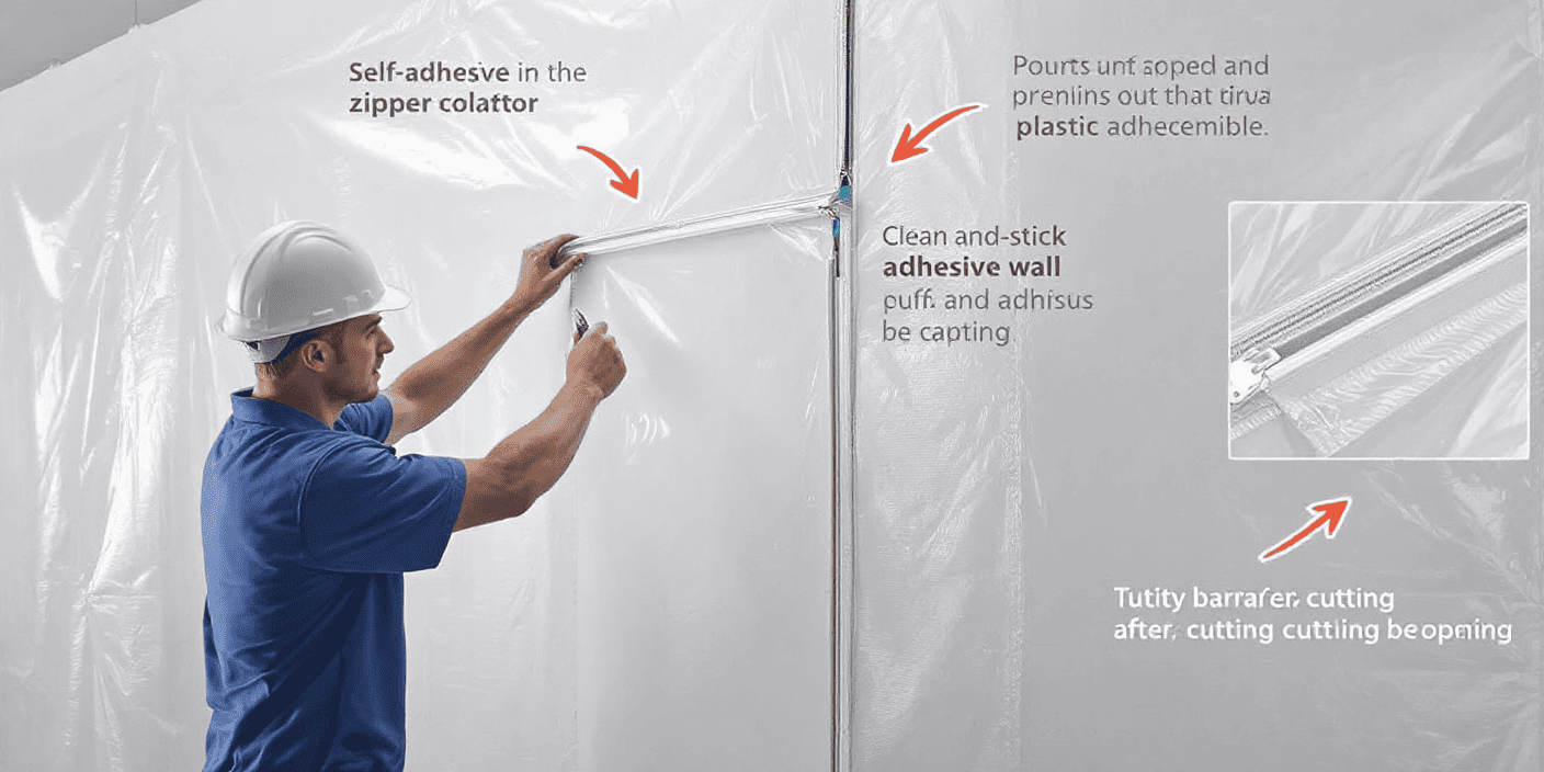 plastic wall with zippers